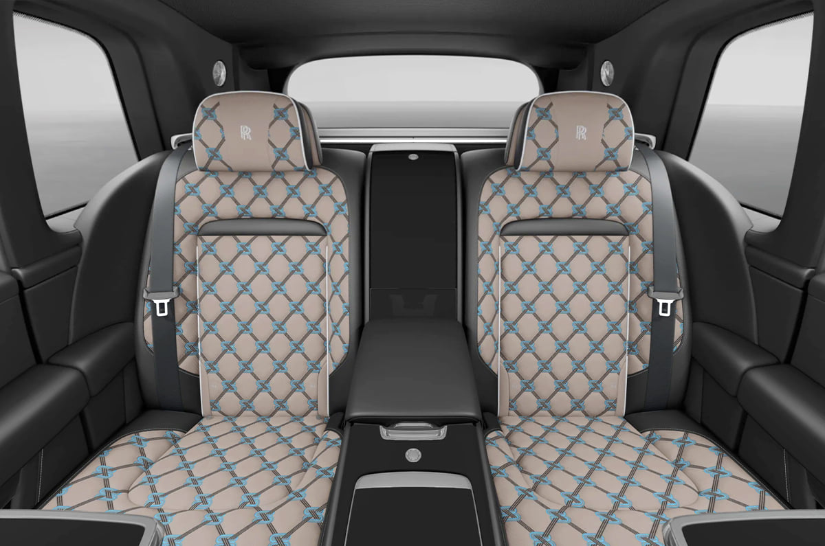 Rolls Royce Cullinan interior back seat with Duality Twill upholstery
